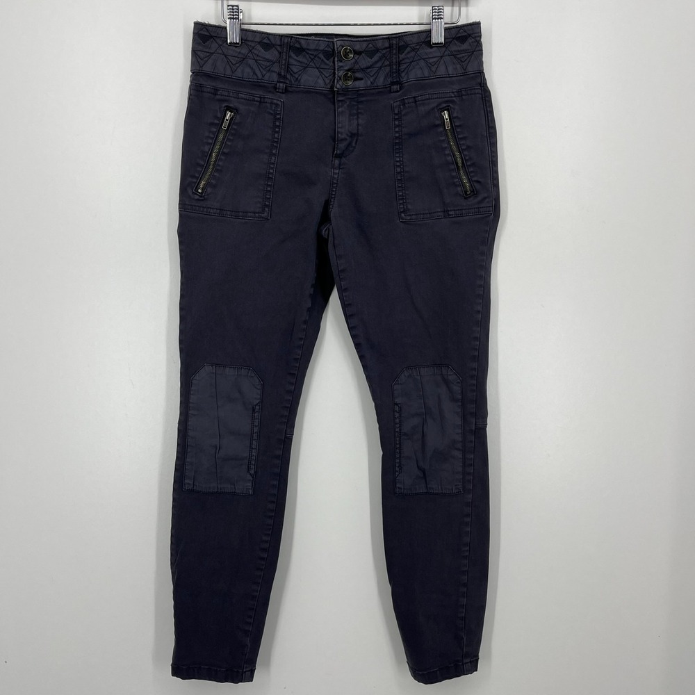 Pilcro Pants Women's Size 29 Gray Zip Pockets Biker Skinny Knee Patch Moto